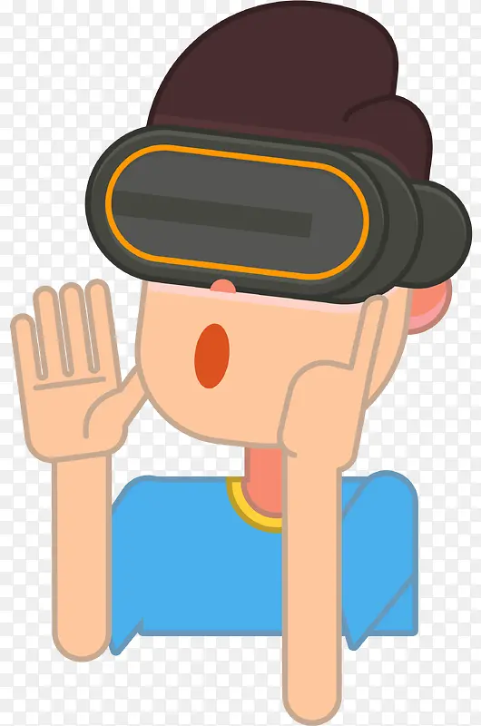 戴着vr眼镜呼喊的男孩