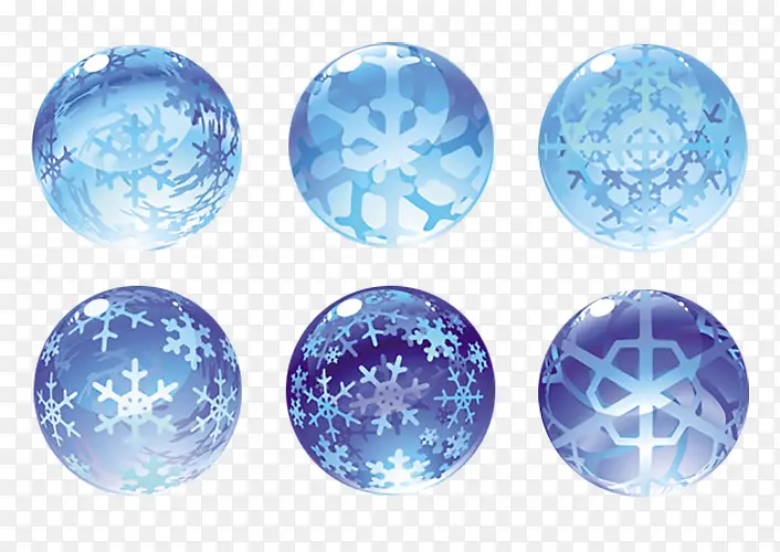 六种雪花水晶球