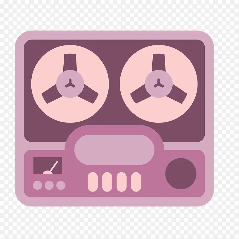 紫色圆角录音机元素