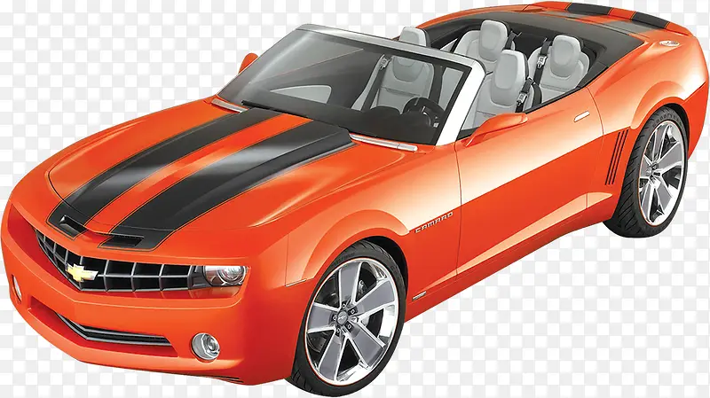 橙红炫酷跑车透明背景素材