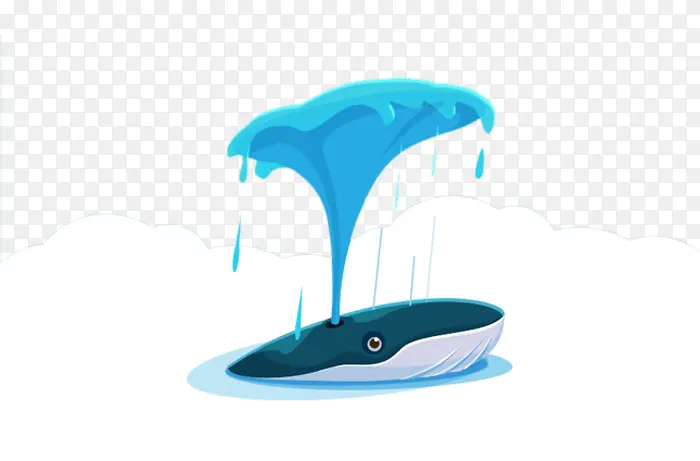 手绘喷水的鲸鱼