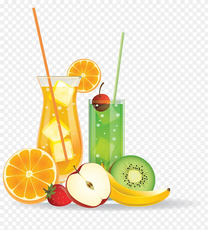 水果饮料夏天水果饮料矢量图