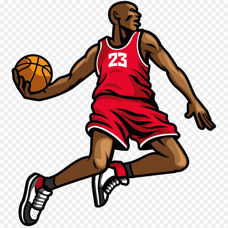 篮球运动员投篮插画