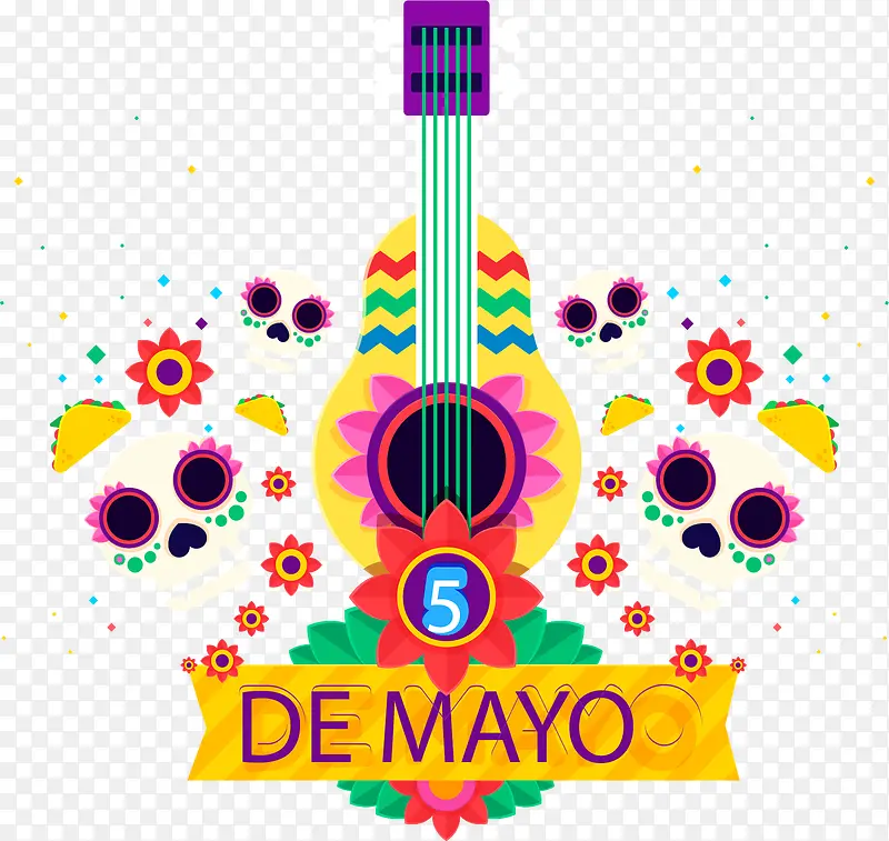 彩色小吉他墨西哥节日