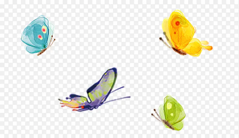 彩色颜料蝴蝶装饰图案