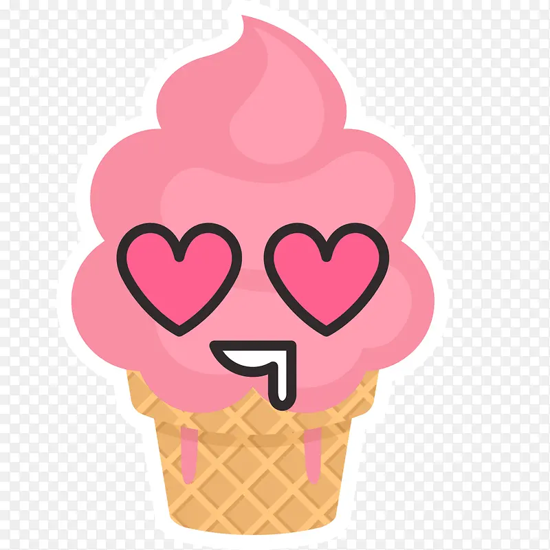粉色冰淇淋的桃心眼