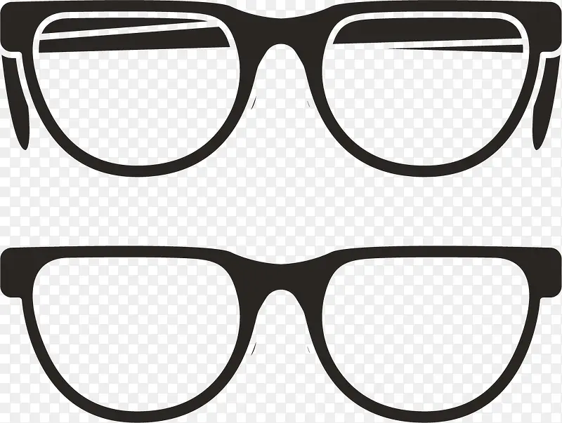 黑色矢量卡通框架眼镜