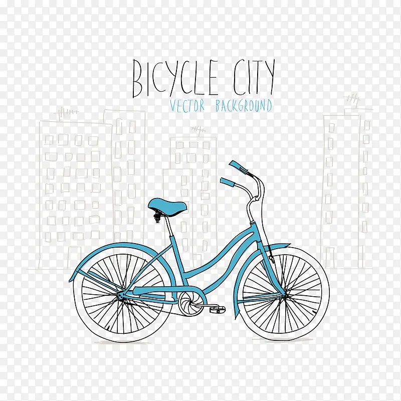 自行车 卡通 小清新 淡蓝色