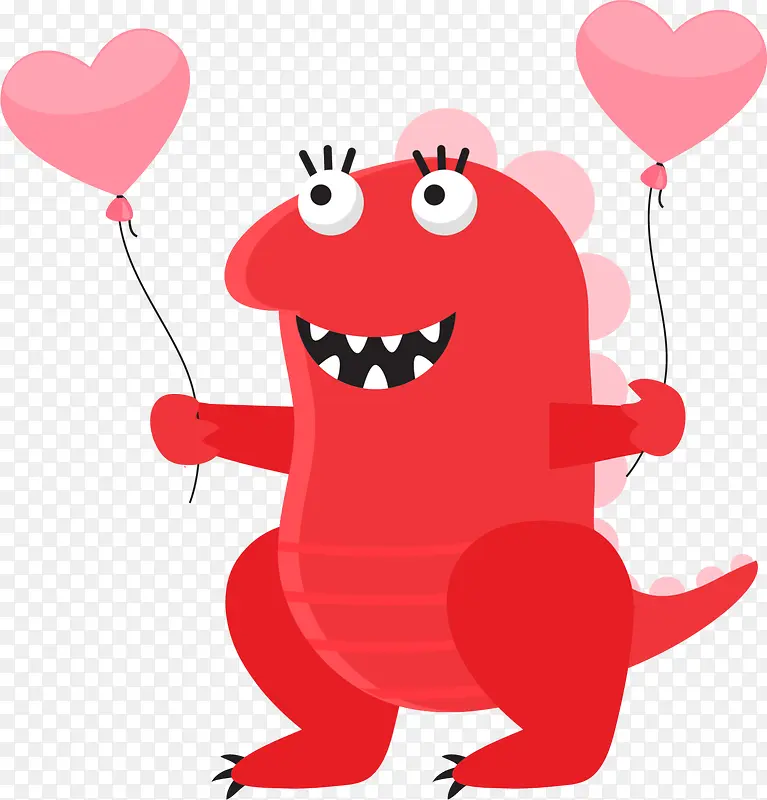 红色可爱爱心小恐龙