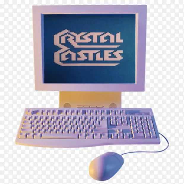 蒸汽波风格电脑显示器与键盘鼠标