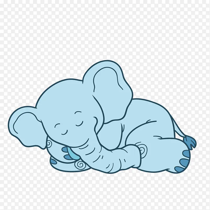 卡通手绘睡觉的大象
