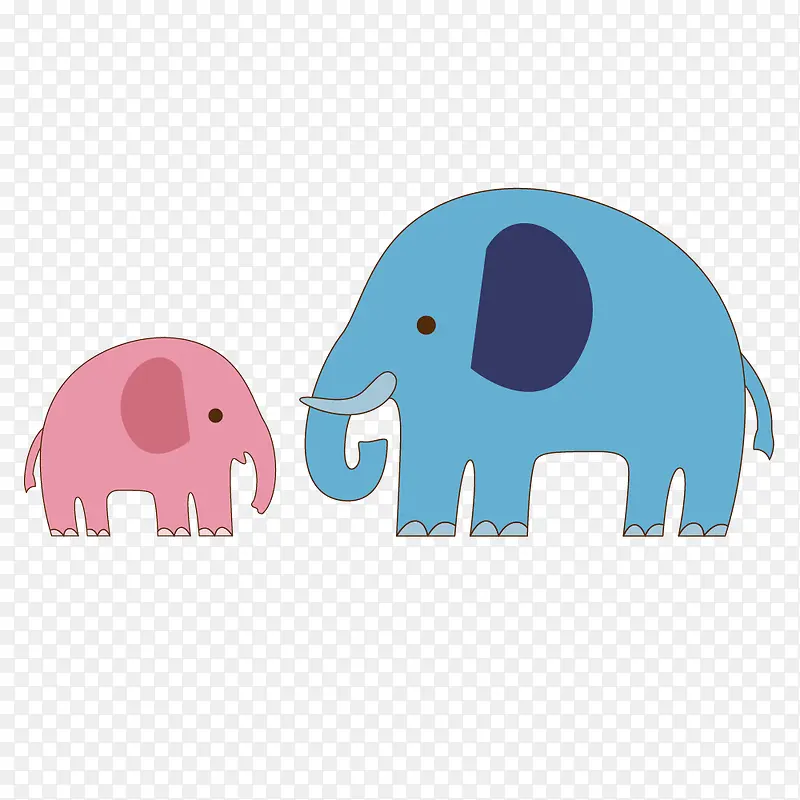 两只彩色的卡通大象