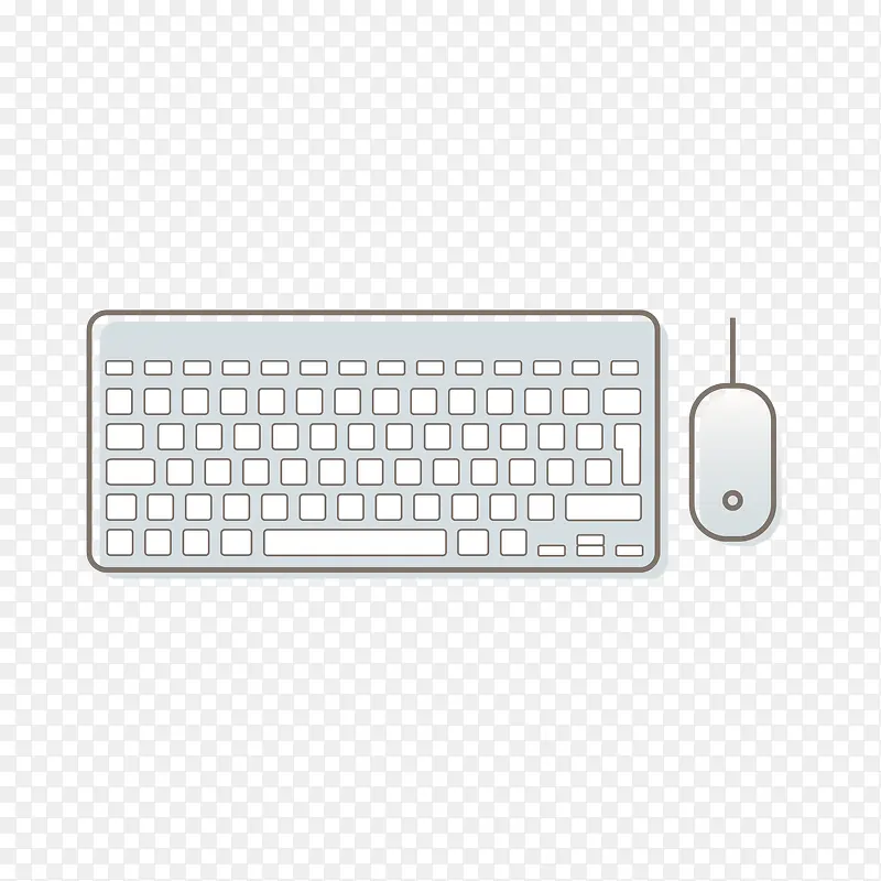 矢量卡通手绘白色键盘鼠标