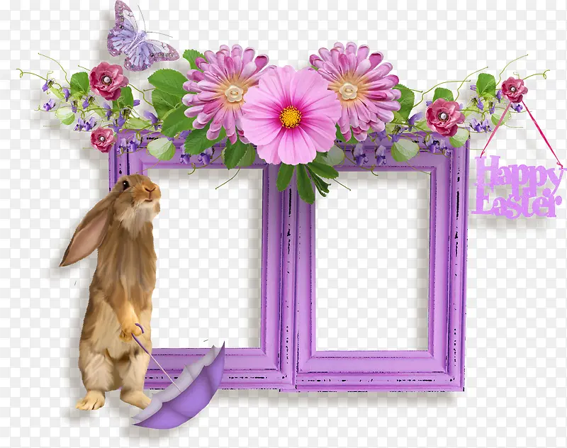 兔子花叶装饰相框