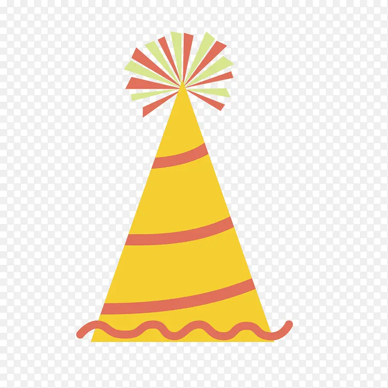 黄红色条纹三角形生日帽