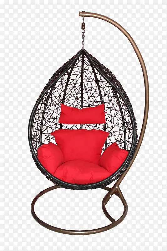 黑色椭球形红色垫吊篮椅