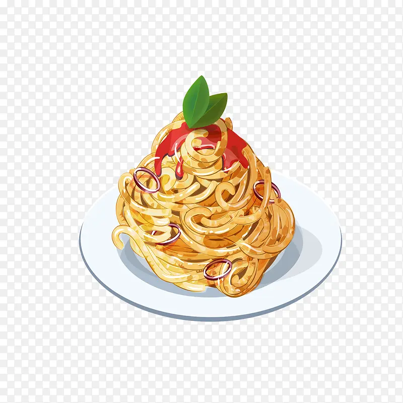 手绘意面食物摆拍素材