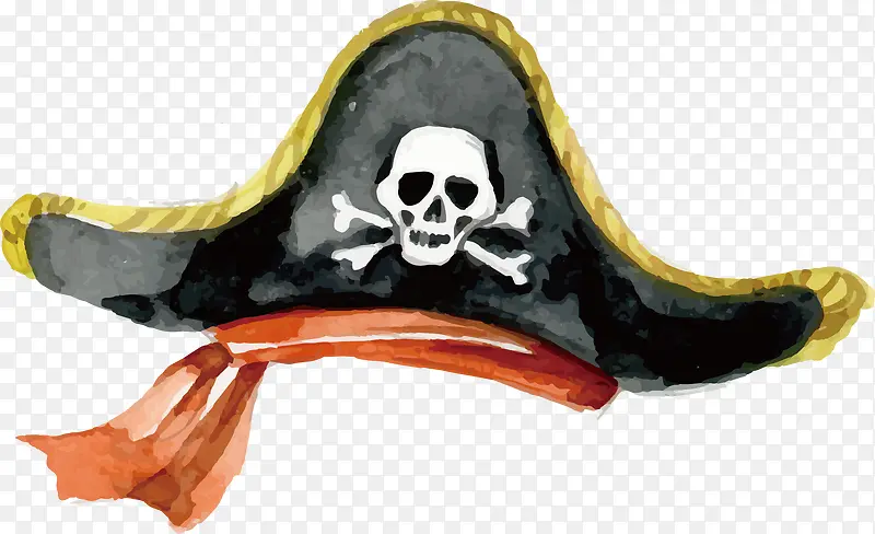 手绘水彩海盗帽子