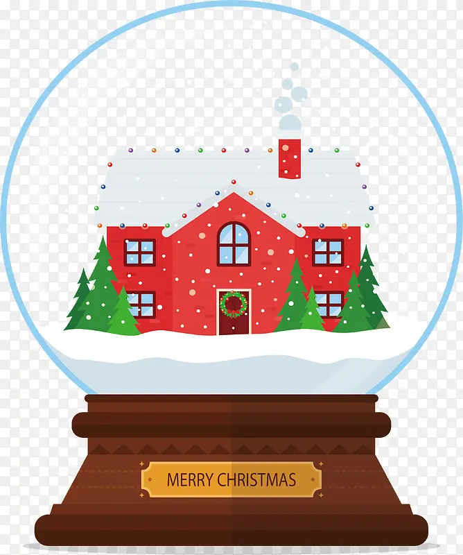 红色圣诞小屋水晶球