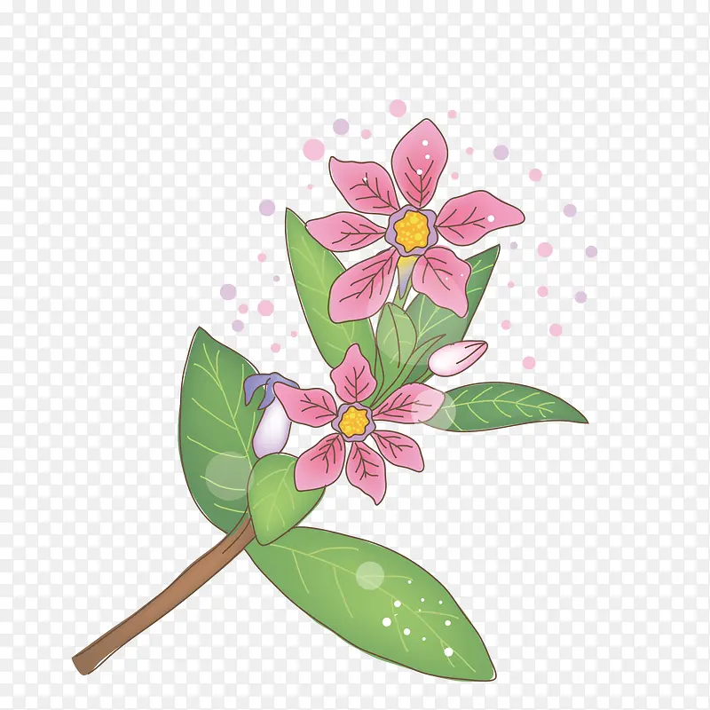 卡通矢量树枝粉色花