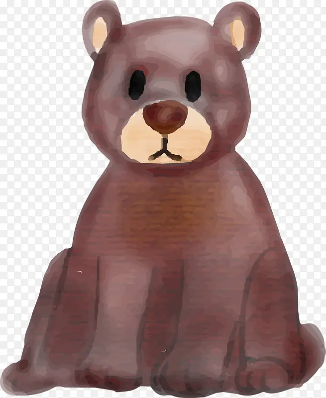 手绘棕色坐着的小熊