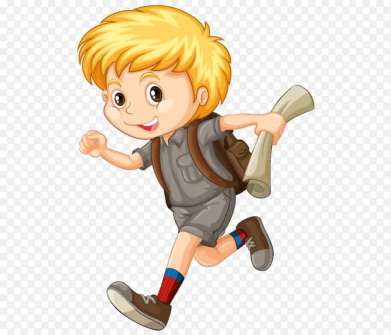 手绘奔跑的小男孩