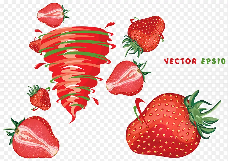 草莓旋涡素材矢量