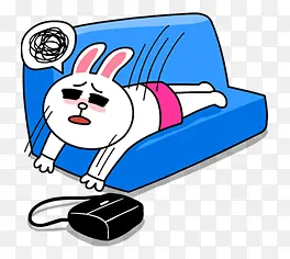 趴在沙发上懒惰的兔子卡通