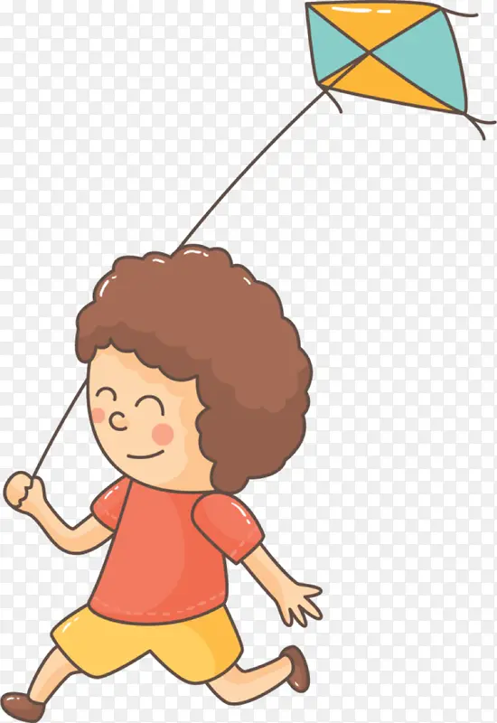 手拿风筝的小男孩免抠图