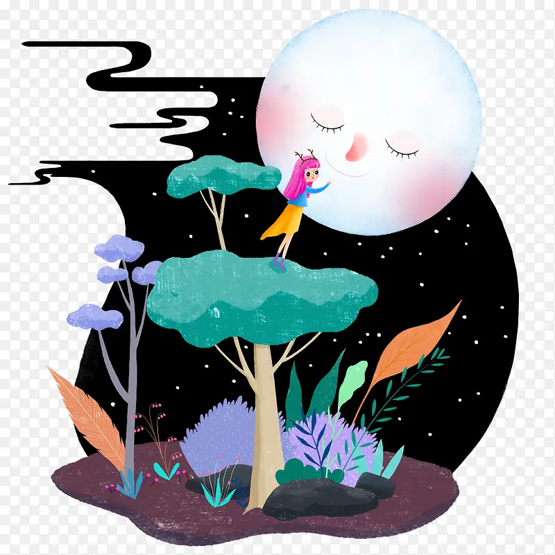 晚安装饰卡通手绘插画PNG图片素材下载_图片编号7883198-PNG素材网