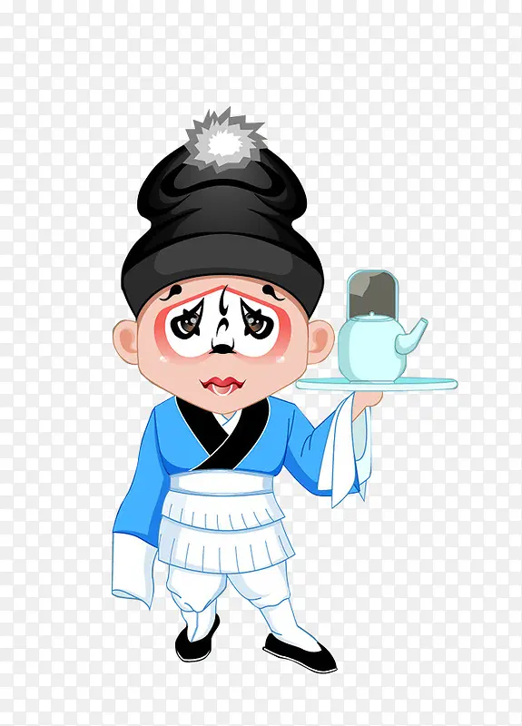 卡通古典店小二端茶壶