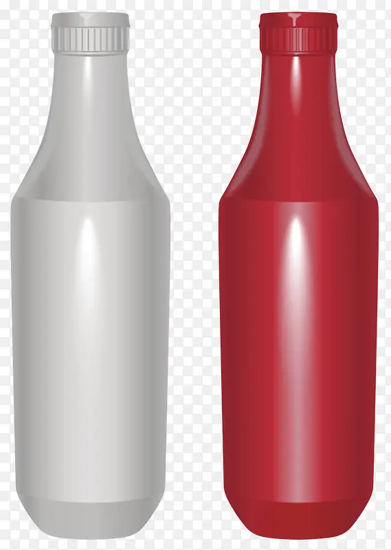 红色塑料瓶子发光发亮的番茄酱包
