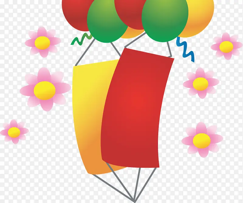 彩色浪漫花朵气球手绘