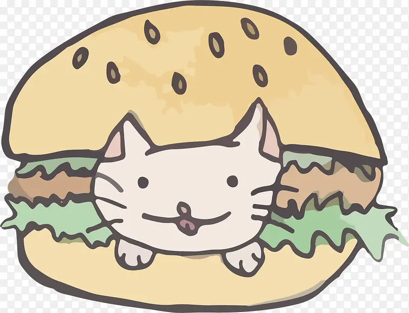 猫咪汉堡矢量图