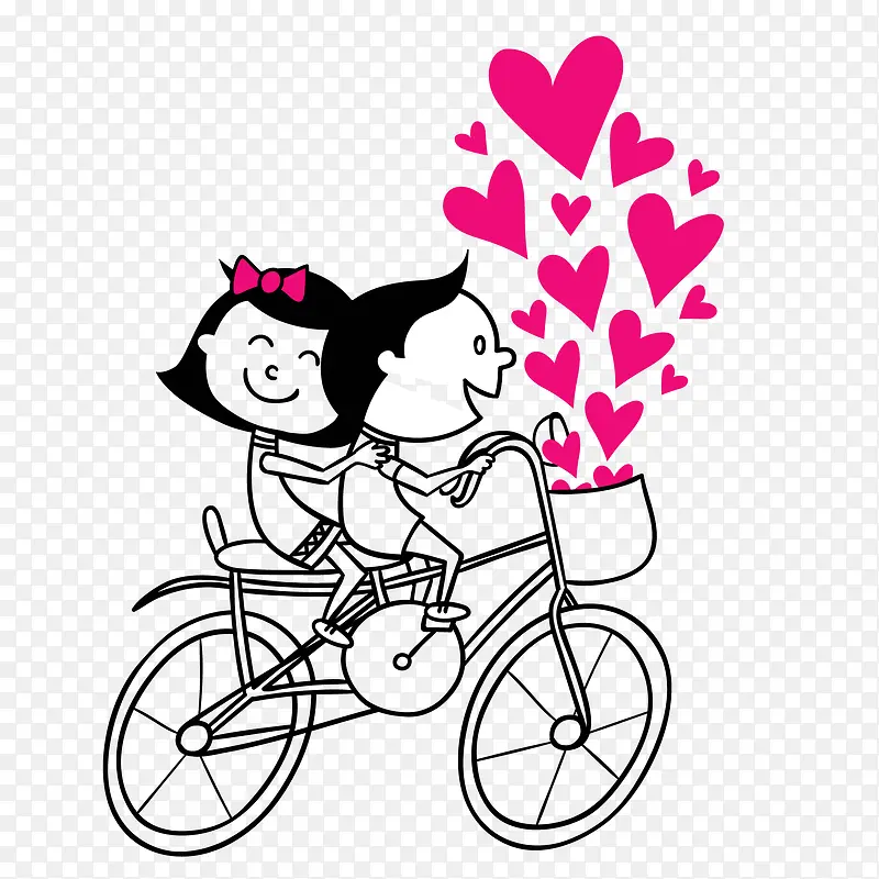 骑自行车的情侣矢量图