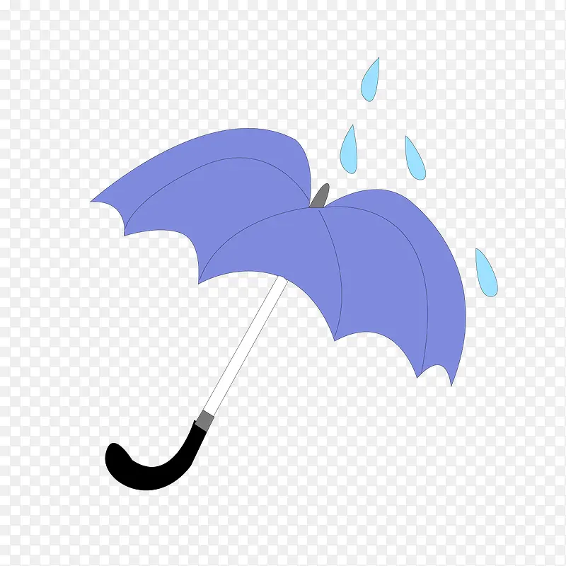 蓝色雨伞卡通插画