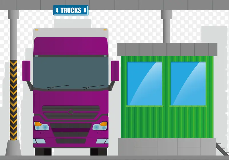 一辆紫色矢量大货车