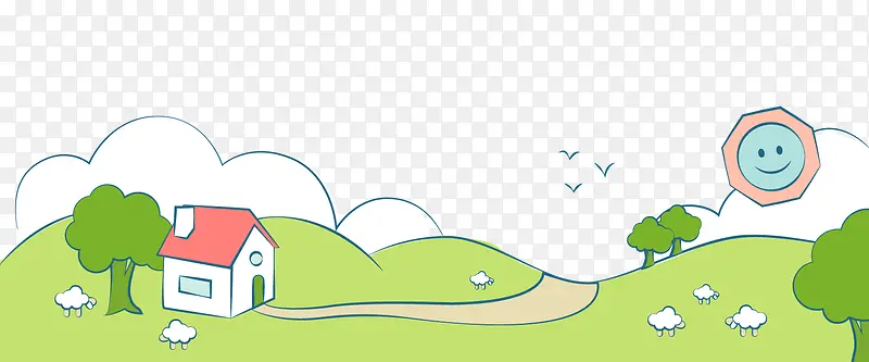 绿色郊外风景矢量图