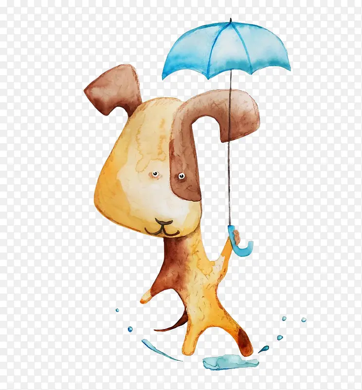 打着雨伞的小黄狗
