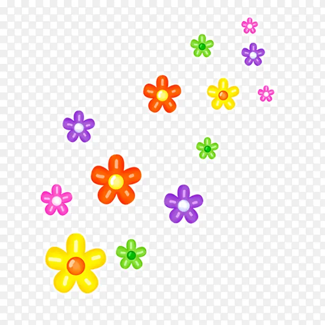 彩色花朵漂浮元素