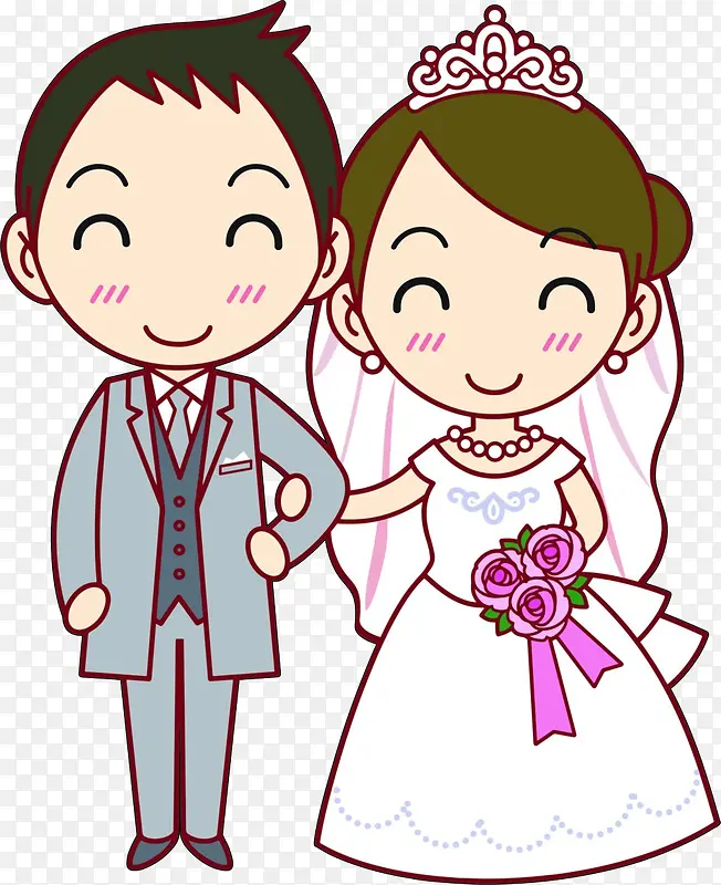 卡通可爱结婚造型元素