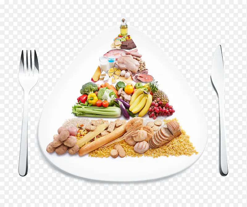 刀叉金字塔国外美食抠图素材