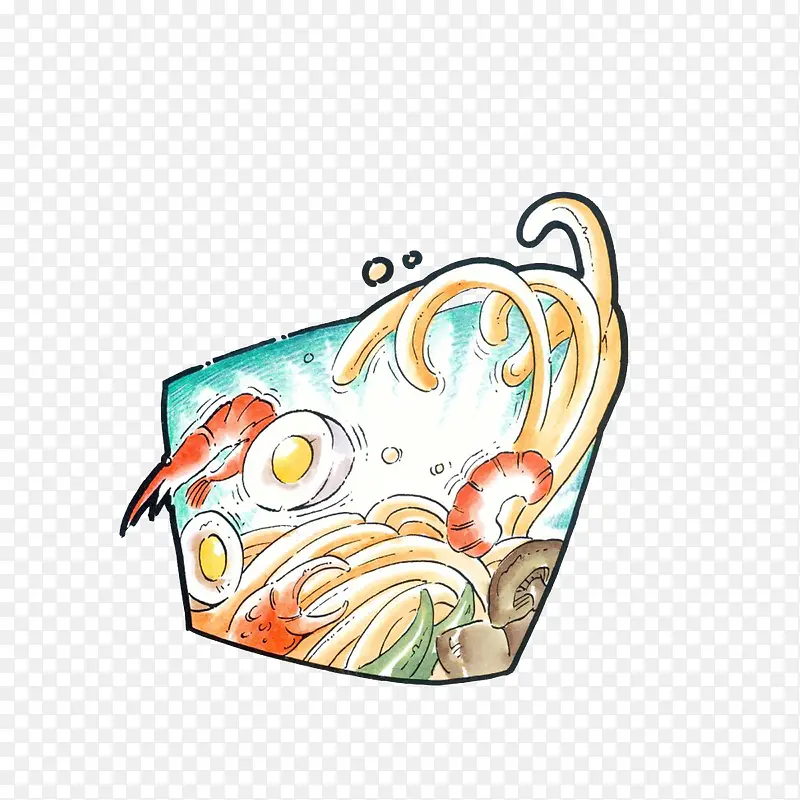 卡通可口海鲜面素材