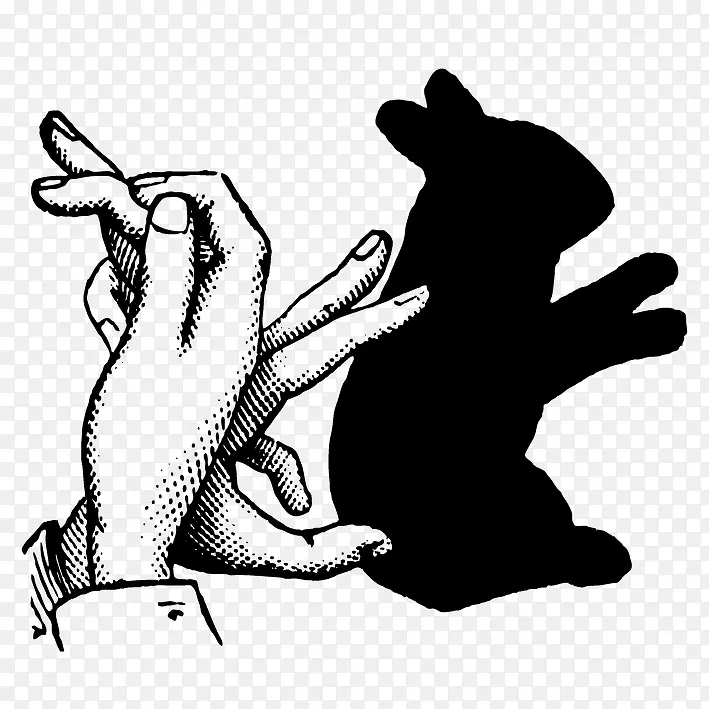 黑白手势兔子