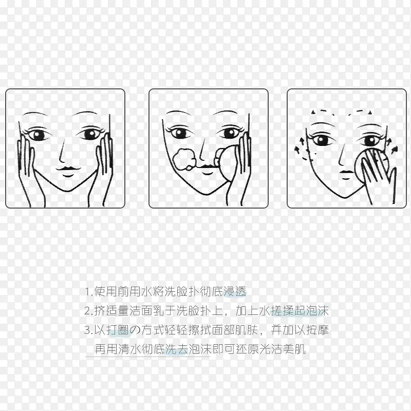 卡通手绘洗脸步骤PNG图片素材下载_图片编号7889916-PNG素材网