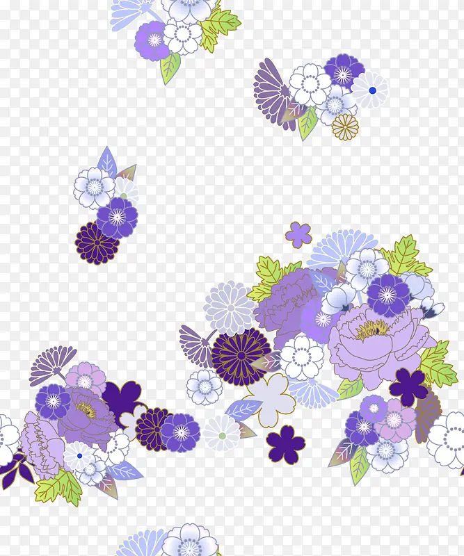 紫色系列花卉插画