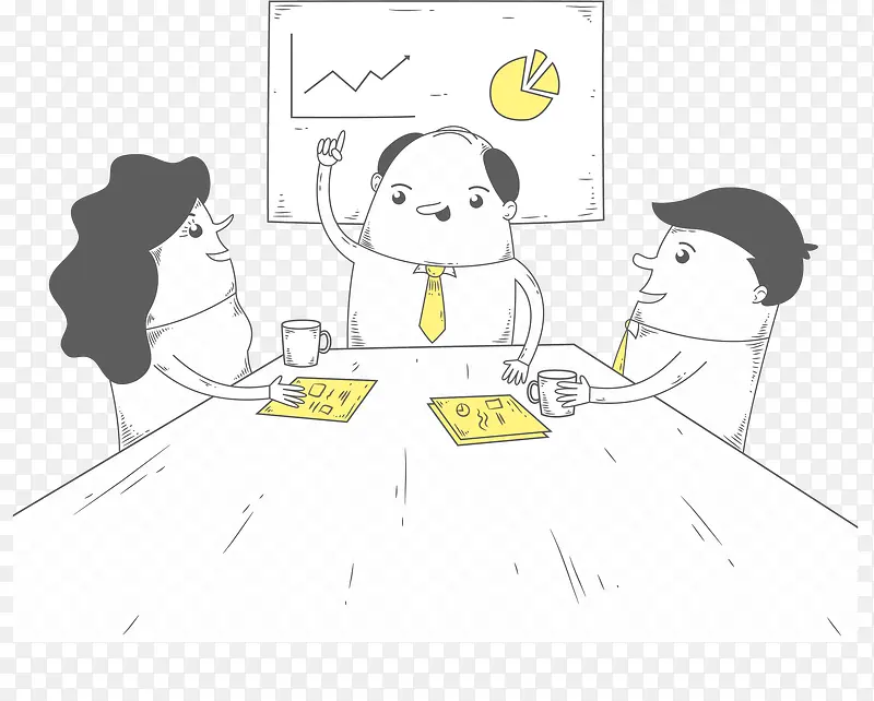 漫画商务会议图