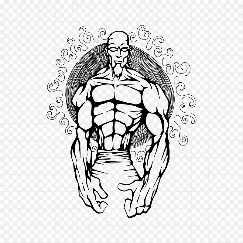 漫画风格的功夫老人矢量素材