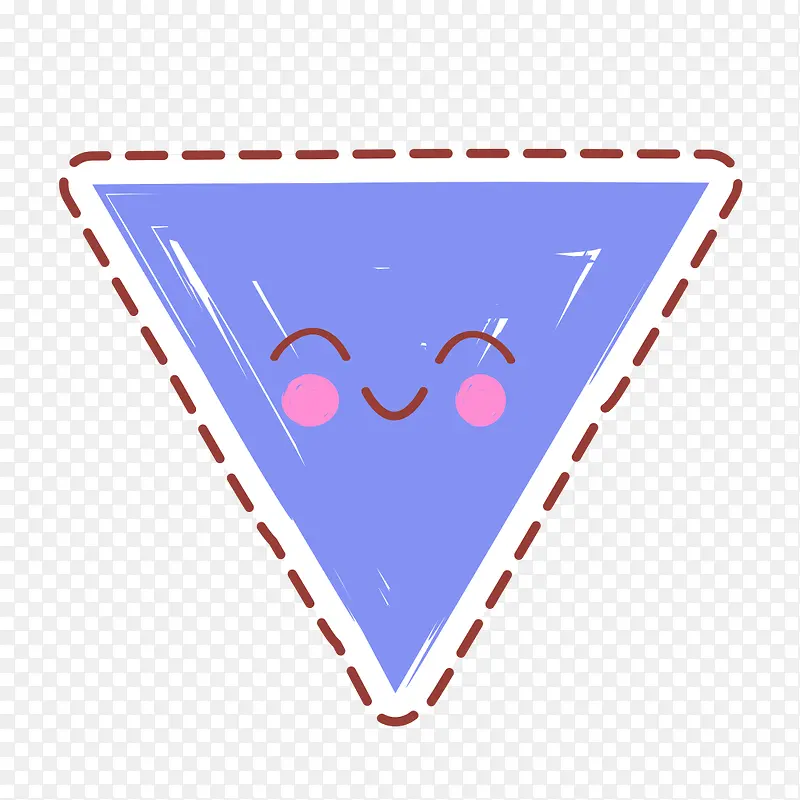 蓝色三角形表情标签设计素材