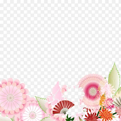 花环扇子下方装饰素材